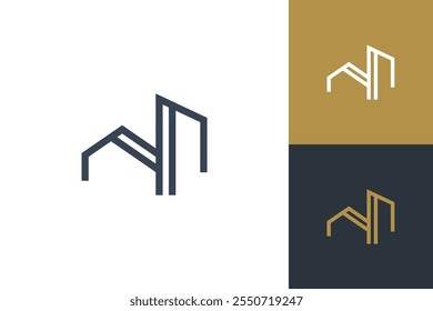 Real estate minimal line logo design vector building construction architecture
