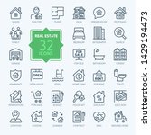 Real Estate minimal thin line web icon set. Included the icons as realty, property, mortgage, home loan and more. Outline icons collection. Simple vector illustration.