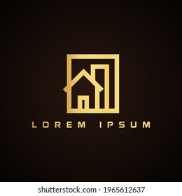 real estate minimalist logo design, luxury architect golden logo 