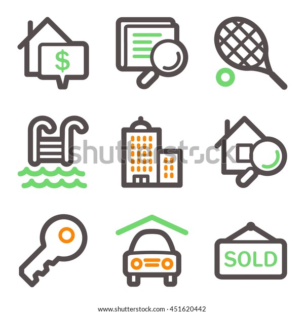 Real estate\
mobile icons, infographics\
symbols.