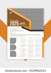 Projeto de calendário de parede 2025 moderno do imóvel, Projeto de modelo de calendário de parede pronto para impressão 2025