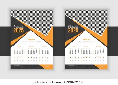 Diseño moderno del calendario de la pared 2025, diseño listo de la Plantilla del calendario de la pared 2025