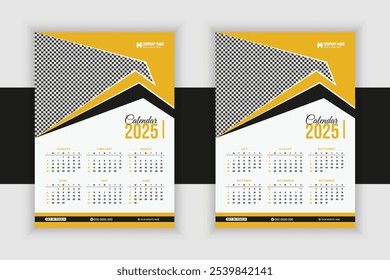 Diseño moderno del calendario de la pared 2025, diseño listo de la Plantilla del calendario de la pared 2025