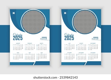 Diseño moderno del calendario de la pared 2025, diseño listo de la Plantilla del calendario de la pared 2025