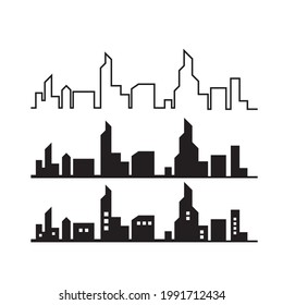 real estate modern city building line vector illustration  design