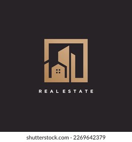 Real estate with modern creative logo design vector