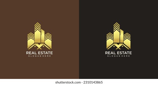 Immobilien mit modernem kreativem Logo-Design, Vektorgrafik