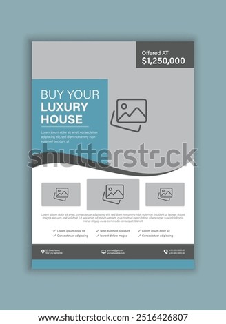 Real Estate Modern Flyer Template Design, Business Flyer Template Layout, House Sale Advertising Banner