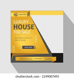 Real Estate Modern Home Sale Banner Or Social Media Post Design, Construction Social Media Post Banner Design Template