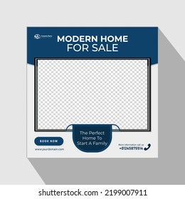 Real Estate Modern Home Sale Banner Or Social Media Post Design, Construction Social Media Post Banner Design Template