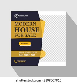 Real Estate Modern Home Sale Banner Or Social Media Post Design, Construction Social Media Post Banner Design Template