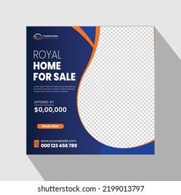 Real Estate Modern Home Sale Banner Or Social Media Post Design, Construction Social Media Post Banner Design Template