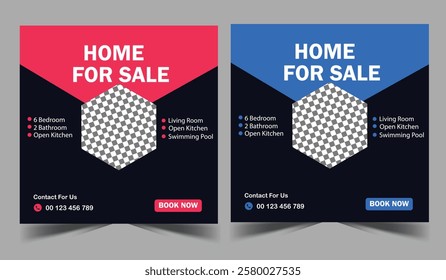 Real Estate Modern Home Sale Social Media Post Or Square Flyer Template 