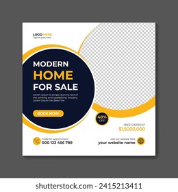 Real estate modern home sell social media post and web banner template