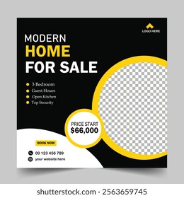 Real estate modern home sell social media post and web banner template