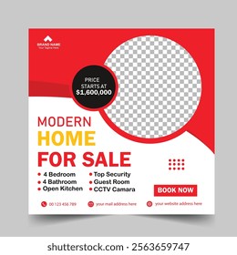 Real estate modern home sell social media post and web banner template