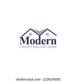 Real estate modern house building architecture minimalist vector design