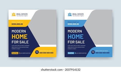 Real Estate Modern House Sale Web Banner Or Creative Corporate Square Flyer Template Vector Design