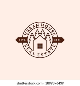 Real Estate Modern Line Art Logo Vector Illustration Design. Simple Modern Minimalist House Logo Template Design. Creative Real Estate or Property Illustration Logo Concept.