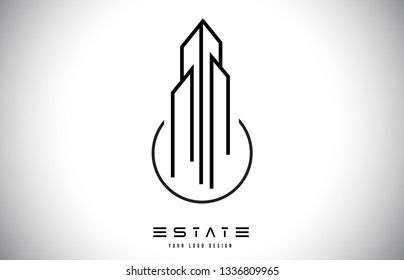 Real Estate Modern Monogram Logo Design. Real Estate Lines Abstract Buildings Icon Vector Illustration.