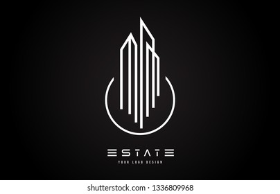 Real Estate Modern Monogram Logo Design. Real Estate Lines Abstract Buildings Icon Vector Illustration.