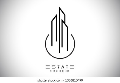 Real Estate Modern Monogram Logo Design. Real Estate Lines Abstract Buildings Icon Vector Illustration.