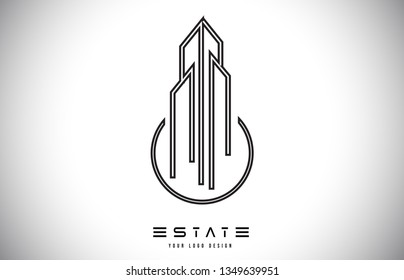 Real Estate Modern Monogram Logo Design. Real Estate Lines Abstract Buildings Icon Vector Illustration.