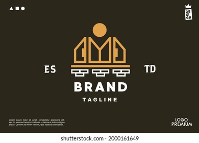 real estate monoline simple logo for brand and company real estate