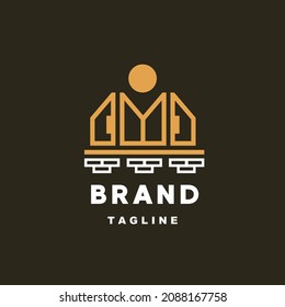 real estate monoline simple logo for construction brand and company real estate	