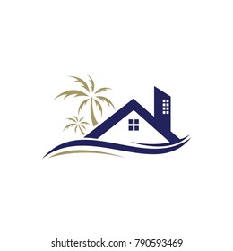 Real Estate Mortage Palm Logo Template