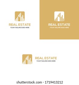 Real Estate and Mortgage logo design vector. Symbol icon of residential and Properties building.