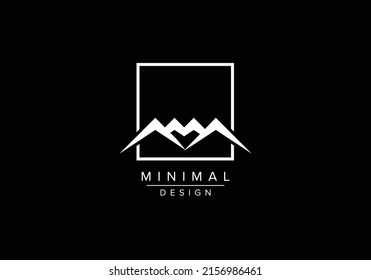 Real estate mountain line art logos and vector