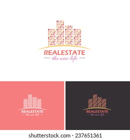 Real Estate Multicolored Dots Style Vector Icons, Logos, Sign, Symbol Template