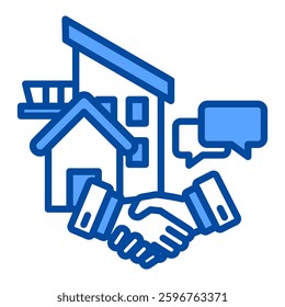 Real Estate Negotiation Icon in Blue Color Style. Simple Vector Design. Simple Vector Flat Icon