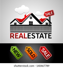 Real Estate, New, Sale, Sold, Vector Icon. Graphic Design Editable For Your Design.