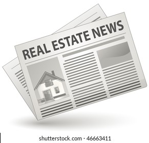 Real Estate News Concept. Vector illustration of newspaper icon.