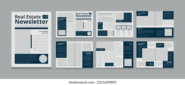 Real estate newsletter template, interior newsletter or journal design,