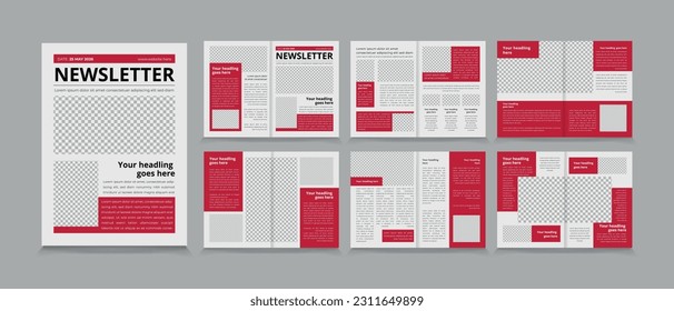 Real estate newsletter template, interior newsletter or journal design,