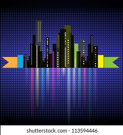 real estate night city business landscape with lights