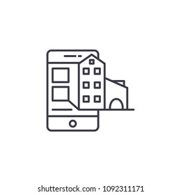 Real estate offers linear icon concept. Real estate offers line vector sign, symbol, illustration.