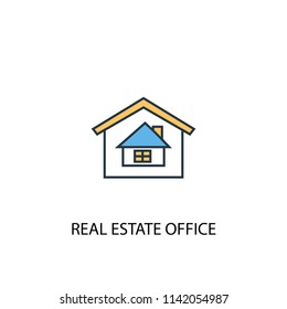 real estate office concept 2 colored line icon. Simple yellow and blue element illustration. real estate office concept outline symbol design from Real Estate set