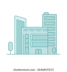 Ícone do escritório imobiliário, vetor da infraestrutura comercial, ilustração do edifício da empresa