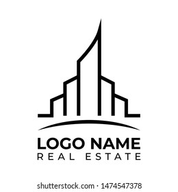 Real estate & office logo design with Modern sky scrapper building. - Vector