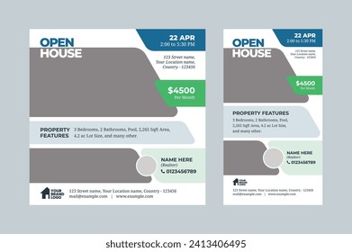 Real estate open house flyer, social media post and story template, Real Estate Services