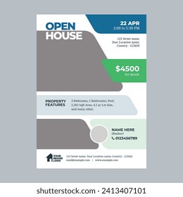 Real estate open house flyer, social media post and story template, Real Estate Services