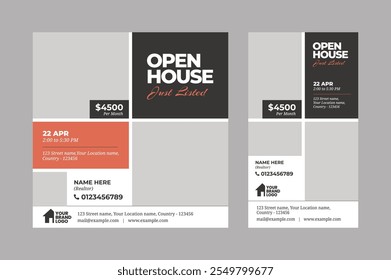 Real estate open house flyer, social media post and story template, Real Estate Services