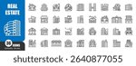 Real estate outline icon . Editable stroke . Vector .