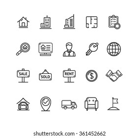 Real Estate Outline Icon Set. Vector illustration