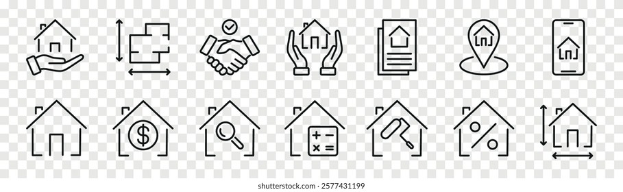 Real estate outline icons set