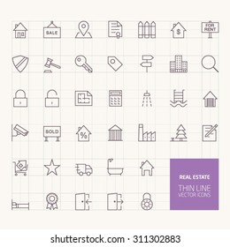 Real Estate Outline Icons for web and mobile apps